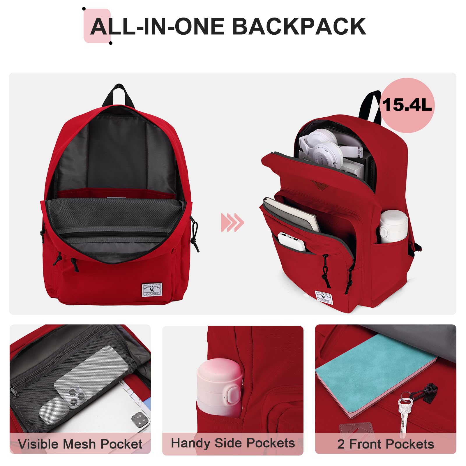 VX VONXURY Zaino Scuola, Leggero Zaino Donna Zainetto per Bambini Ragazzo Ragazza Piccola Resistente All'acqua Casual Zaino da Viaggio Media per Università Lavoro