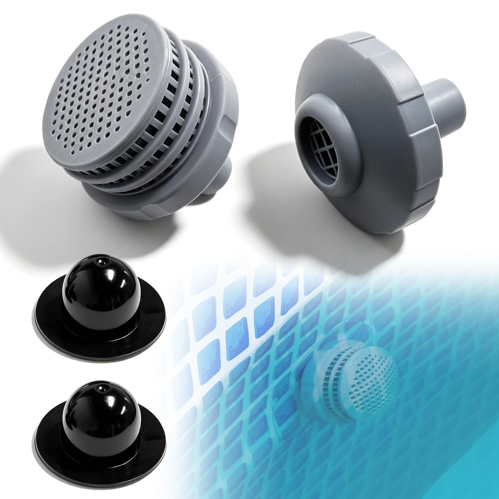 PRITOK Above Ground Swimming Pool Parts Kit: PVC Pool Water Jet Connector Kit with 1.25" Outlet Pool Filter, Inlet Nozzle and Pool Plug Stopper, Replacement Part for Outdoor Pool Intex/Coleman