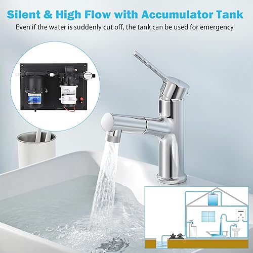 Miniatura 6 de Bomba de agua RV 12V DC 3.5 GPM 45PSI Bomba de diafragma de agua dulce con tanque acumulador prepresurizado de 0.75L 125PSI, interruptor de presión