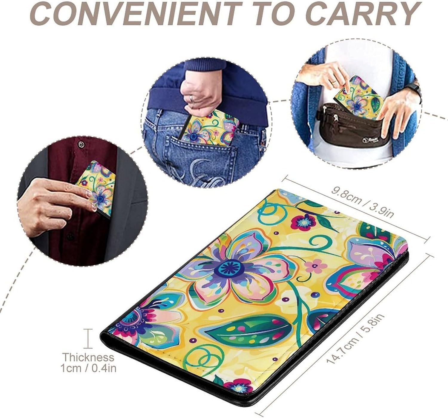 Cute Passport Holder for Travel,Personalized Multi-Functional Passport Cover with Card Slots,Slim With Green Circle Printed Passport Wallet for Women Men