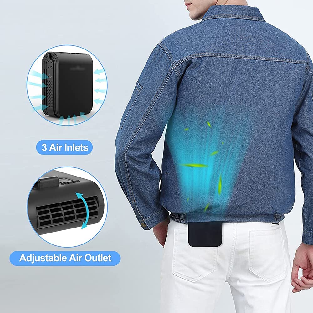 Ventola con Clip in Vita, Dispositivo di Raffreddamento dell'Aria Silenzioso Senza Foglie da scrivania, Ventola Portatile con orario di Lavoro di 12 Ore, Vento a 3 velocità, ventol