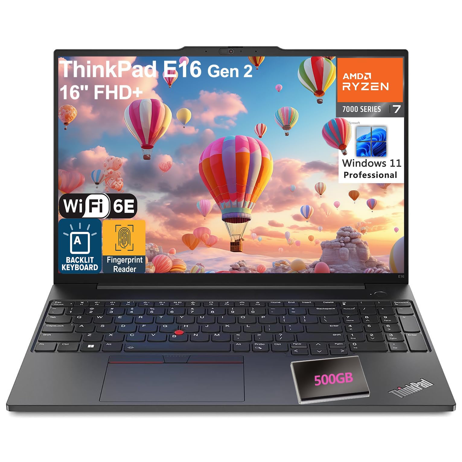 Lenovo ThinkPad E16 Ryzen 7 7735HS 16GB DDR5 512GB SSD + 500GB HDD Laptop