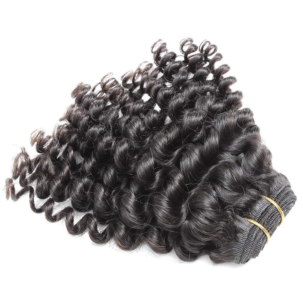 Bella Hair Brazilian Bouncy Curls 1pc 100% Human Virgin Curly Hair Weft Weaving Funmi Hair 100g Natural Black Color (16inch)