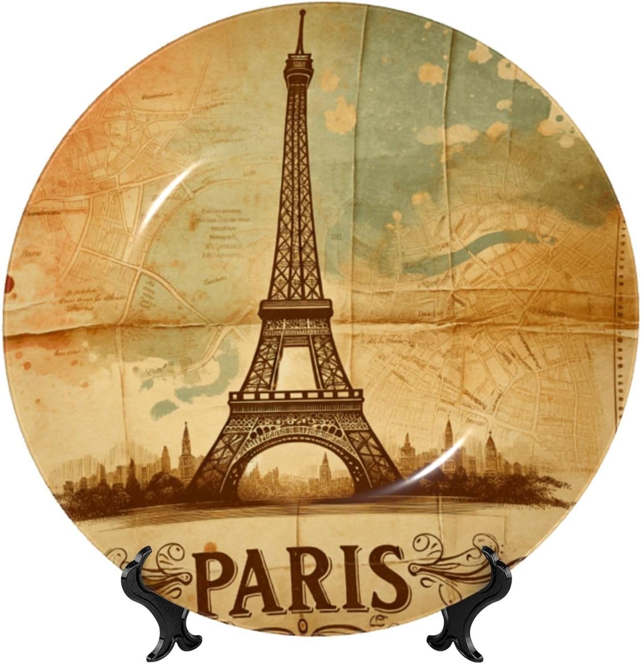 Vintage-Paris-British 10 Inch Decorative Plate With Stand, Elegant Display Wall Plate For Home Decor