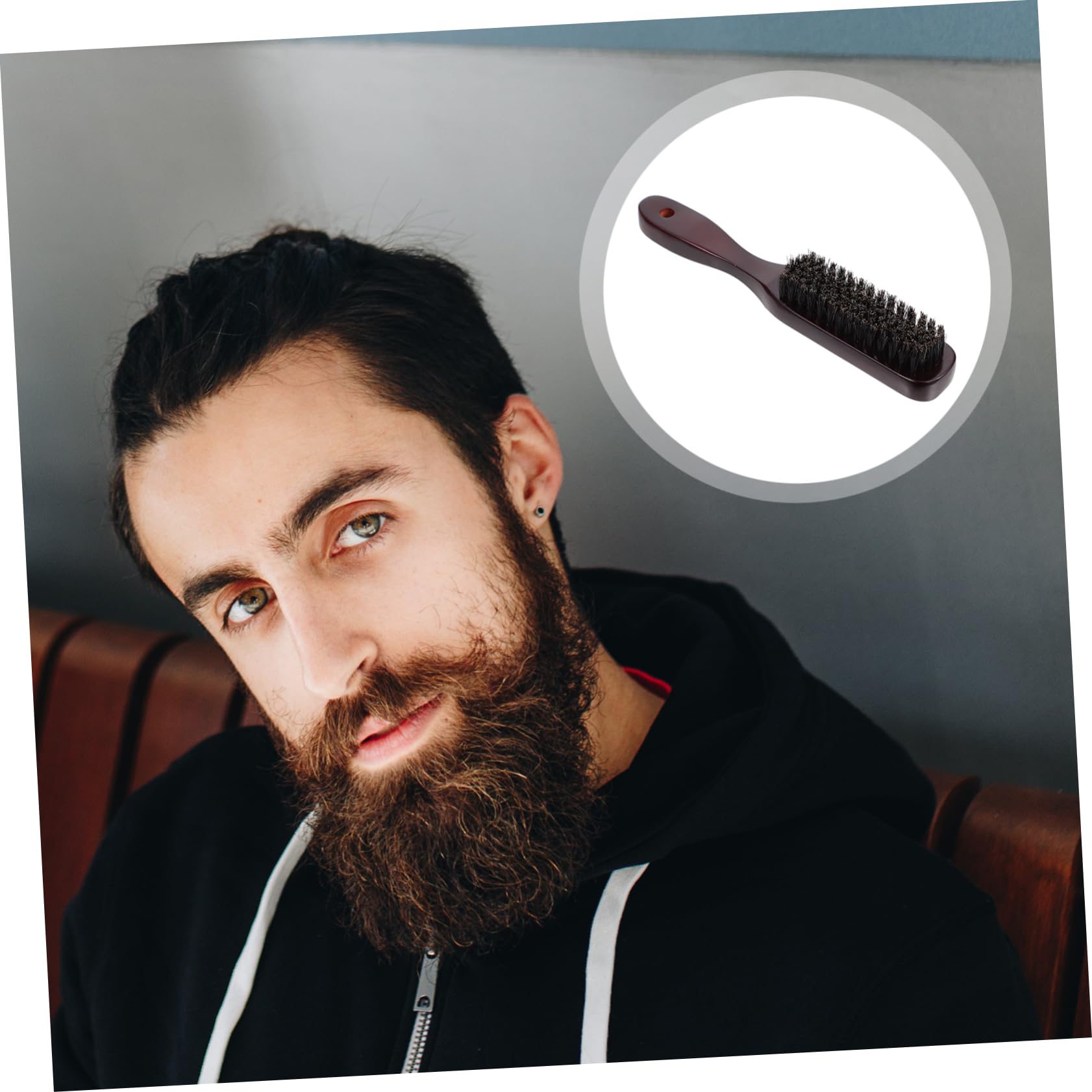 Beavorty 3 Pezzi Spazzola per Barba da con Manico in Legno Spazzola per Il Viso Delicata per Salone Facile da Pulire Portatile Elegante per Uomo
