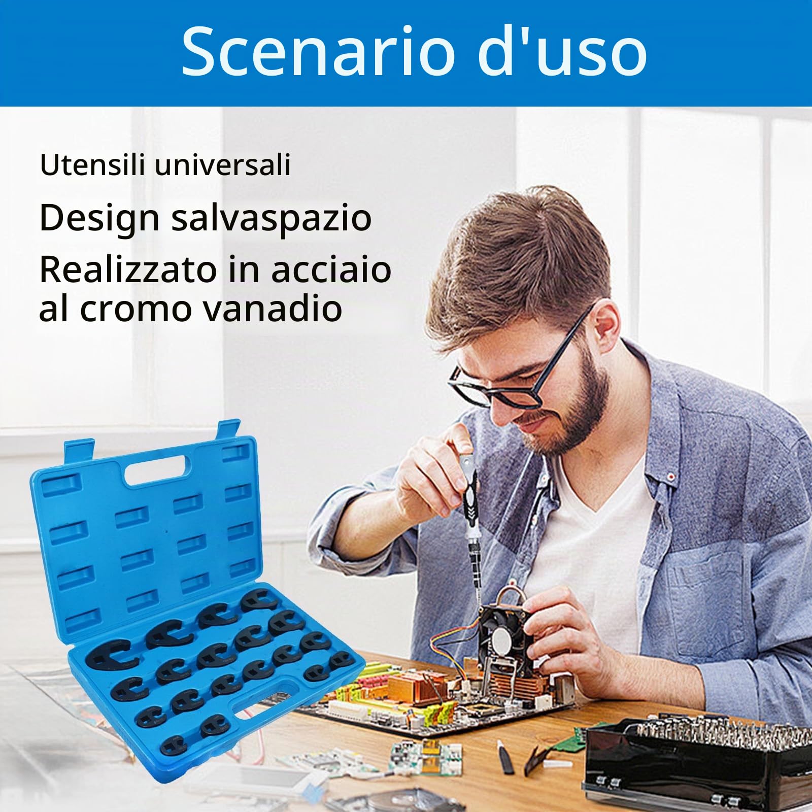 Chiave a Forcella 19 pezzi Set di chiavi a Forcella 19 pezzi con chiave dinamometrica dimensioni 8-32 mm per guida freno e dadi per tubo