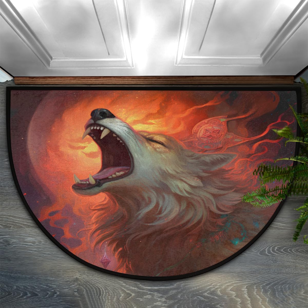 Half Round Door Mat Indoor, Azulejo Horse Animal Non-Slip Semi Circle Entrance Welcome Mat for Inside Bathroom,Area Floor Rugs House Entry Way Heavy Duty Doormats for Bedroom Living Room