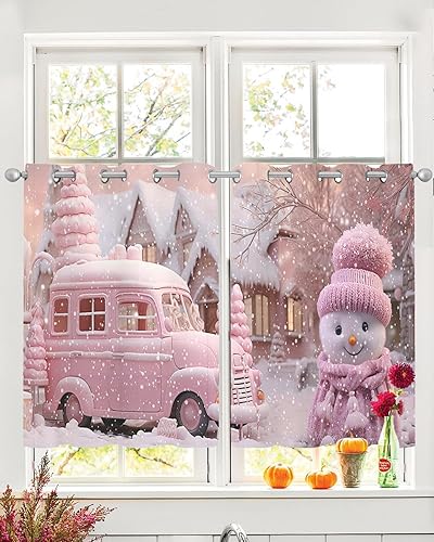 Miniatura 2 de Cortinas traslúcidas de Navidad de 39 pulgadas de largo, juego de 2 paneles de cortinas para cocina, dormitorio, sala de estar, puerta, pasillo,