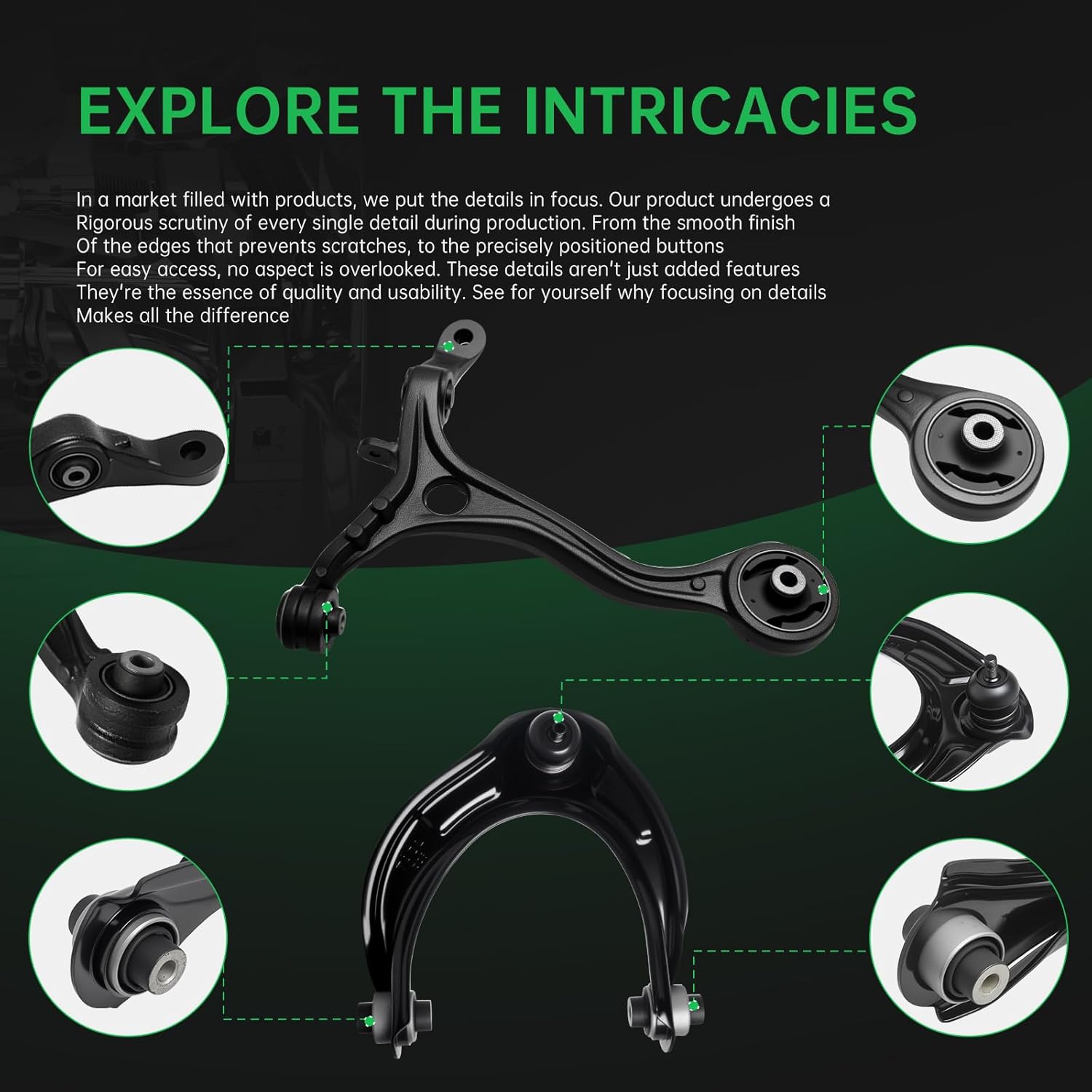 AUQDD 14Pc Front End Suspension Kit Fit For 2008-2012 Ho-nda Accord, 4 Control Arm 2 Ball Joint 2 Sway Bar Link 4 Inner Outer Tie Rod End (# K641112 K620614 K90456 EV800461 ES800459 K500289)