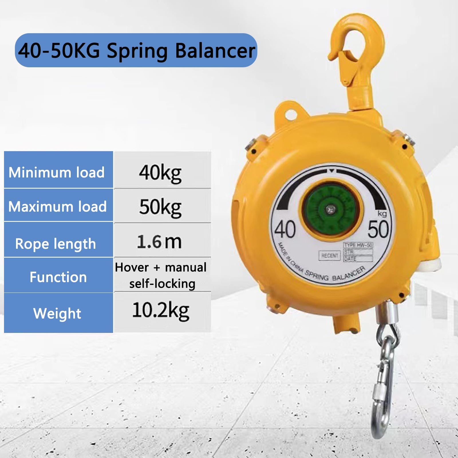 Einstellbarer Federzug Balancer, Einziehbare Selbsthemmend Spring Balancer, 30-40kg/40-50kg/50-60kg Federbalancer, Balancer Federzug-Halterung Balancer für Fabrik Werkstatt Maschinen