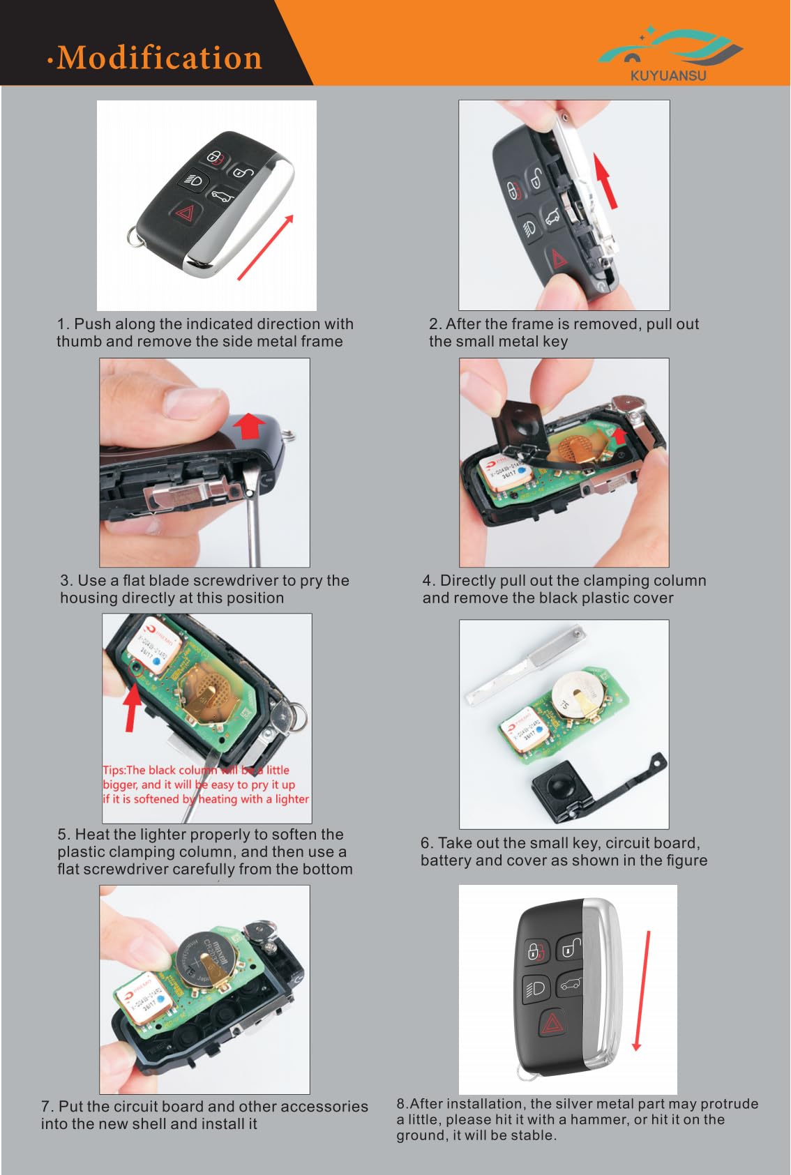 Custodia a guscio per chiave auto remota Land Rover Range Rover Discovery 4 Freelander Sport Evoque Jaguar XJ XJL XF
