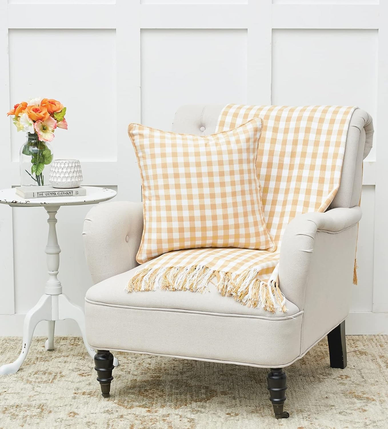 C&F Home Ashford Yellow Cornsilk 100% Cotton Accent Throw Blanket 50" x 60" All Seasons Versatile Spring Springtime Summer Farmhouse Machine Wash Soft Cozy Lightweight Decor Decoration Throw Yellow