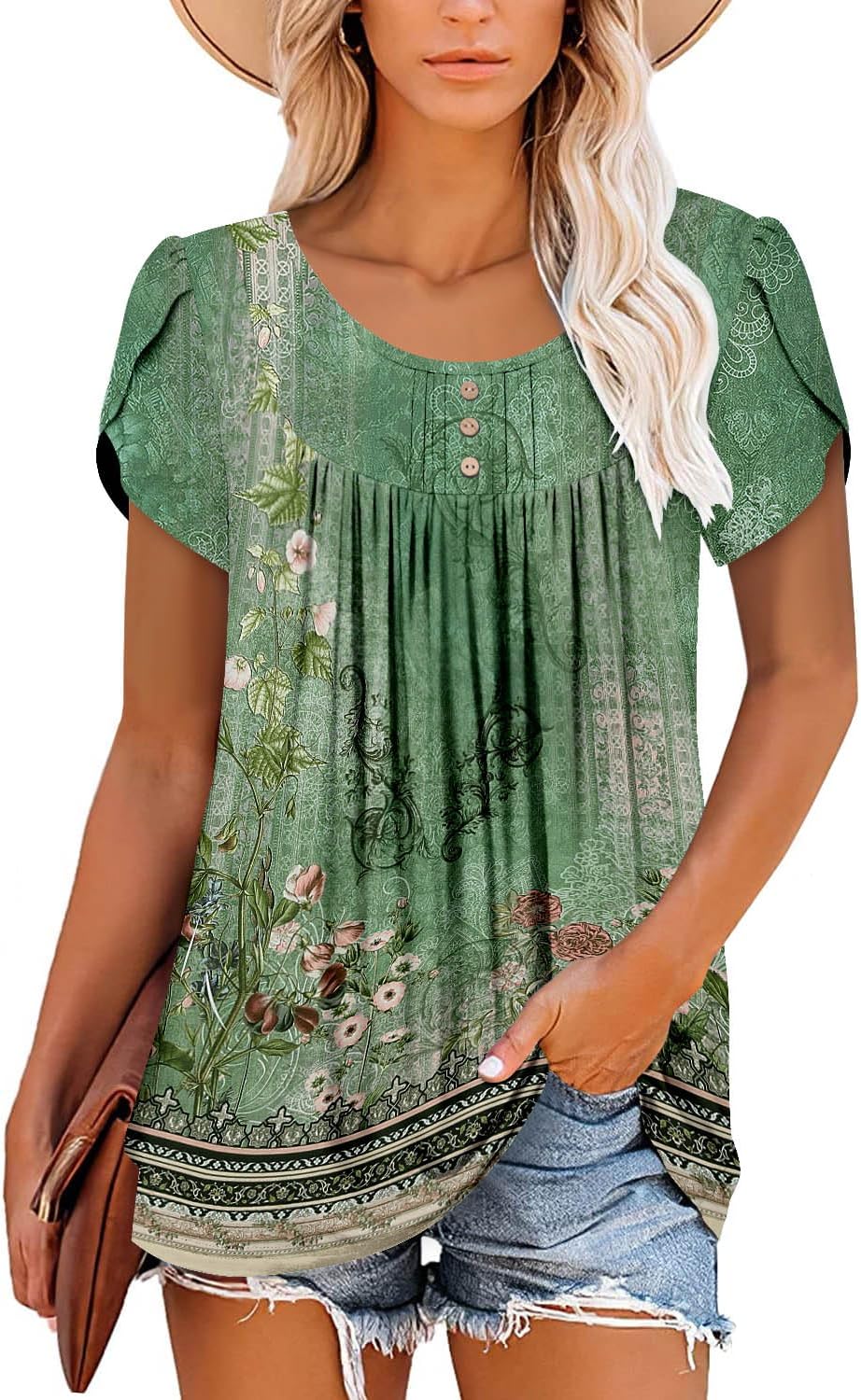 BETTE BOUTIK Women's Summer Tunic Tops Flowy Flare Botton Down Shirts Blouses S-3XL - Image 2