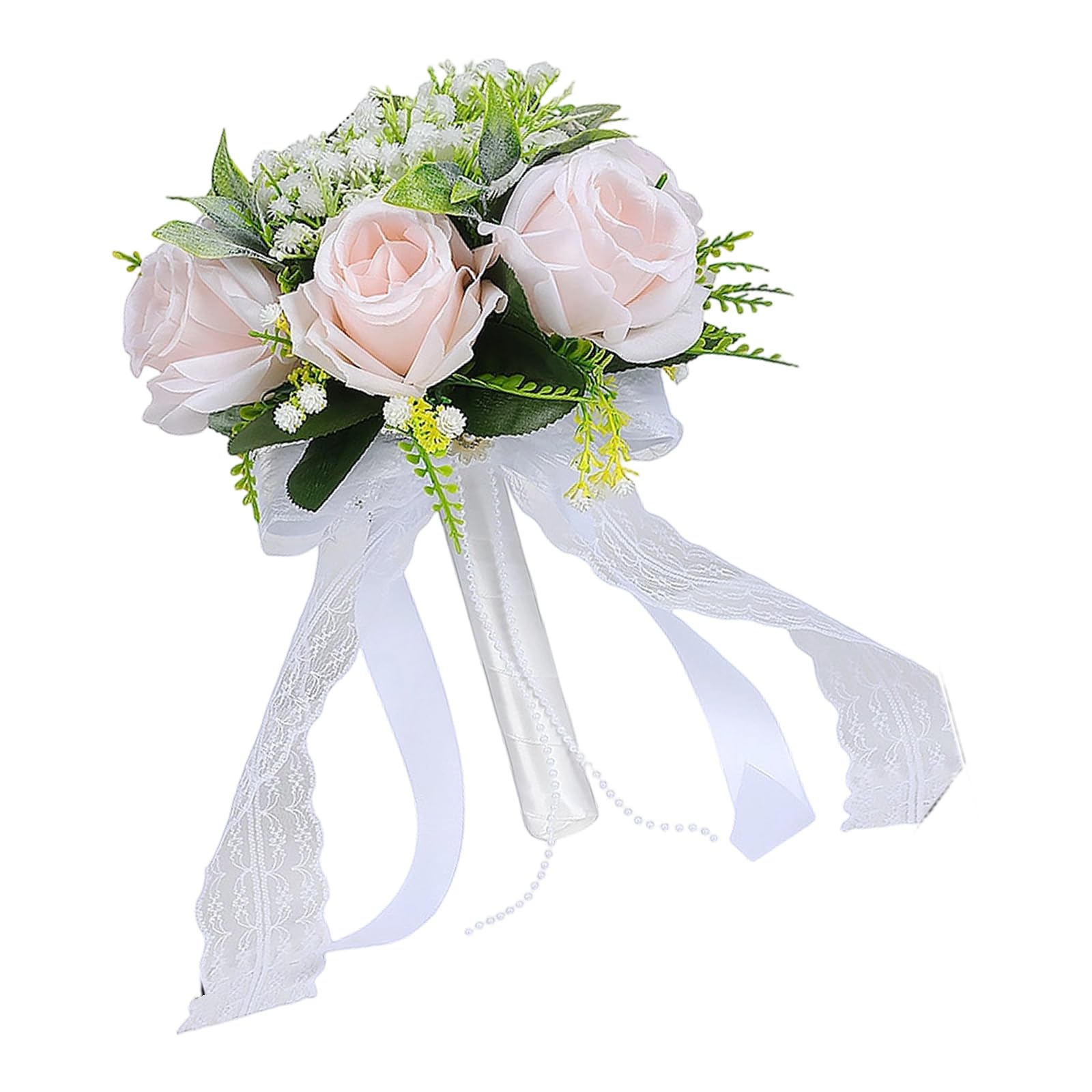 Laikoutd Realistic Rose Bouquet White Artificial Rose Bridal Arrangement for Wedding Ceremony Maid Keepsakes Artificial Roses Bouquet White Shades for Ceremony Reception Bride Arrangement