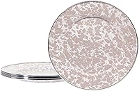 Vista 15 de Golden Rabbit Platos llanos esmaltados, 10.5 pulgadas, textura blanca sólida, juego de 4