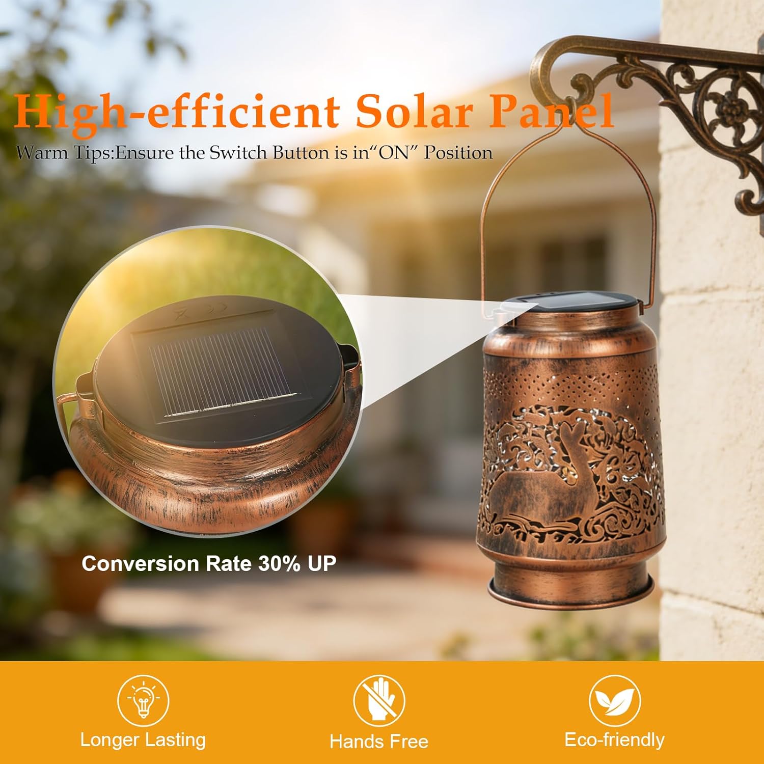 2pack Solar Lantern Outdoor Waterproof, Hanging Solar Lantern with Deer, LED Solar Powered Lantern Lights for Garden Patio Yard Balcony Porch Decor Gifts for Women Mom Grandma