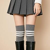 Vista 22 de Zando Paquete de 6 calcetines de algodón para mujer, por encima de la rodilla, calcetines a rayas para botas y calentadores de piernas para uso 6