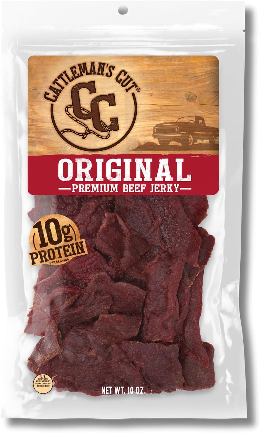 Original Beef Jerky, Premium Marinated Steak High Protein Meat Snacks, Keto Friendly, Gluten Free, Carnivore Travel Snack, Resealable Bag, 10 Ounces
