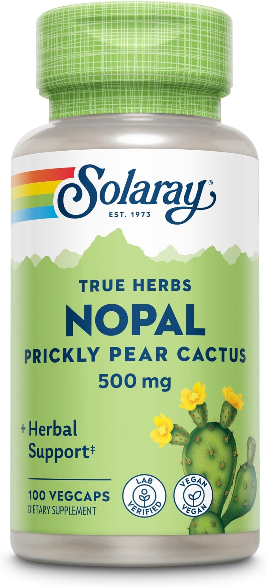 Nopal Prickly Pear Cactus Capsules, 100 Count VegCaps | 500 mg per Serving, Rich in Naturally Occuring Fiber, Antioxidants and Carotenoids, Provides Key Nutrients in a Vegan Formula