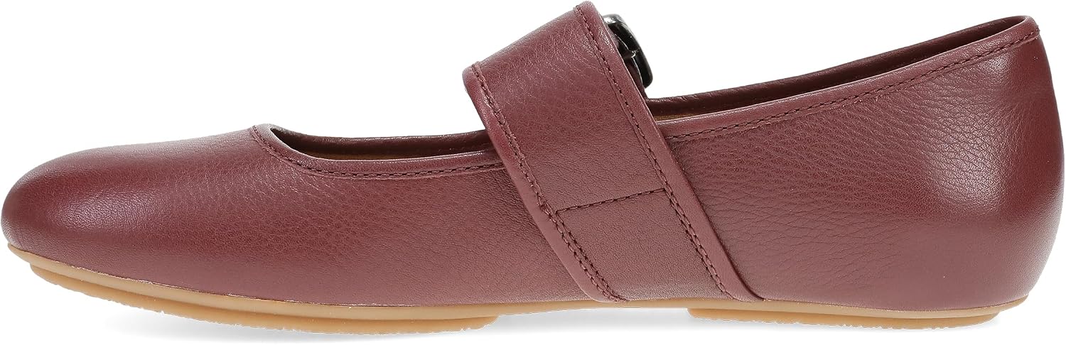 Dansko Matilda Women’s Leather Mary Jane Flat — Adjustable Hook-and-Loop Strap with Bold Buckle, Classic Ballet Silhouette, Comfort Shoe with Arch Support for Work or Casual Wear