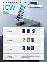 Vista 2 de Compatible with MagSafe Charger, 15W Magnetic Charger Stand, 360°Rotation Base Adjustable Foldable Wireless Charger for Samsung Galaxy S26 Ultra/Z