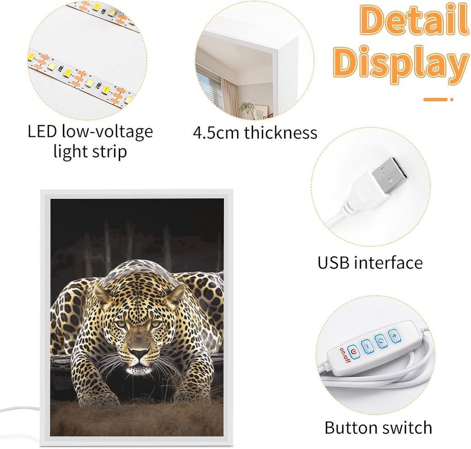 Leopard2 Vanity Mirror with Lights Lighted Makeup Mirror with 3-Color Lighting Dimmable LED Makeup Mirror for Vanity Desk Tabletop Bedroom Dressing Room image 4