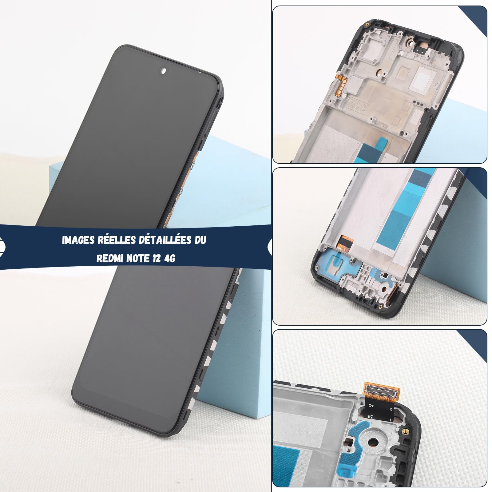 RongZy Écran LCD pour 6.67" Xiaomi Redmi Note 12 4G Écran De Remplacement pour Xiaomi Redmi Note 12 4G Écran LCD Numériseur Tactile Panneau Assemblé De Réparation avec Outils(Noir avec Cadre)