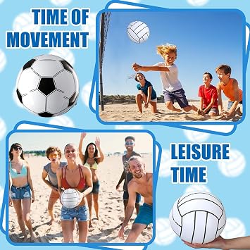 4pcs 11 Inch Inflatable Beach Balls,Inflatable Beach Balls Set,Four Colourful Inflatable Pool Toys Including Two Multicolour Balls,One Football Design and One Volleyball Design for Summer Games