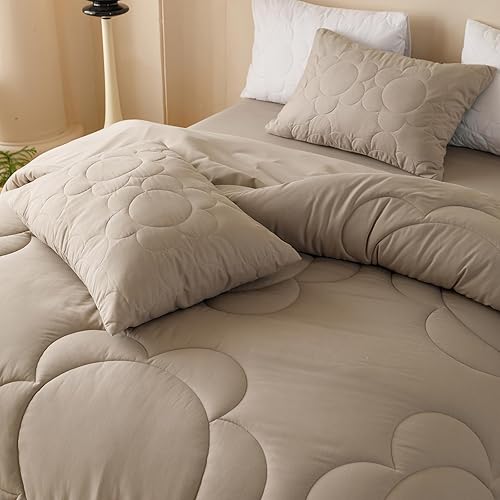 Miniatura 317 de Luxlovery - Juego de edredón azul neblina, tamaño matrimonial, minimalista, azul polvoriento, edredones de algodón suaves y transpirables, azul