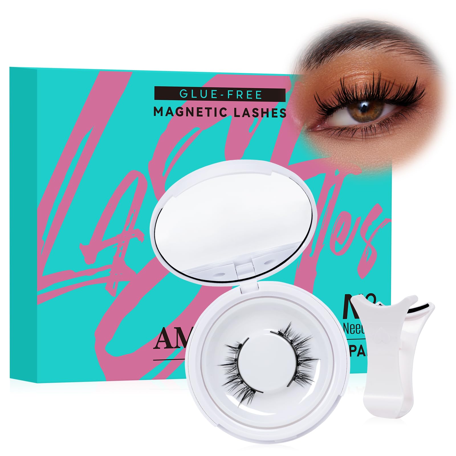 Magnetic Eyelashes with Wispy Lash Clusters Tweezer Natural Look Magnetic False Lashes Kit Reusable Cluster Eyelash Extensions No