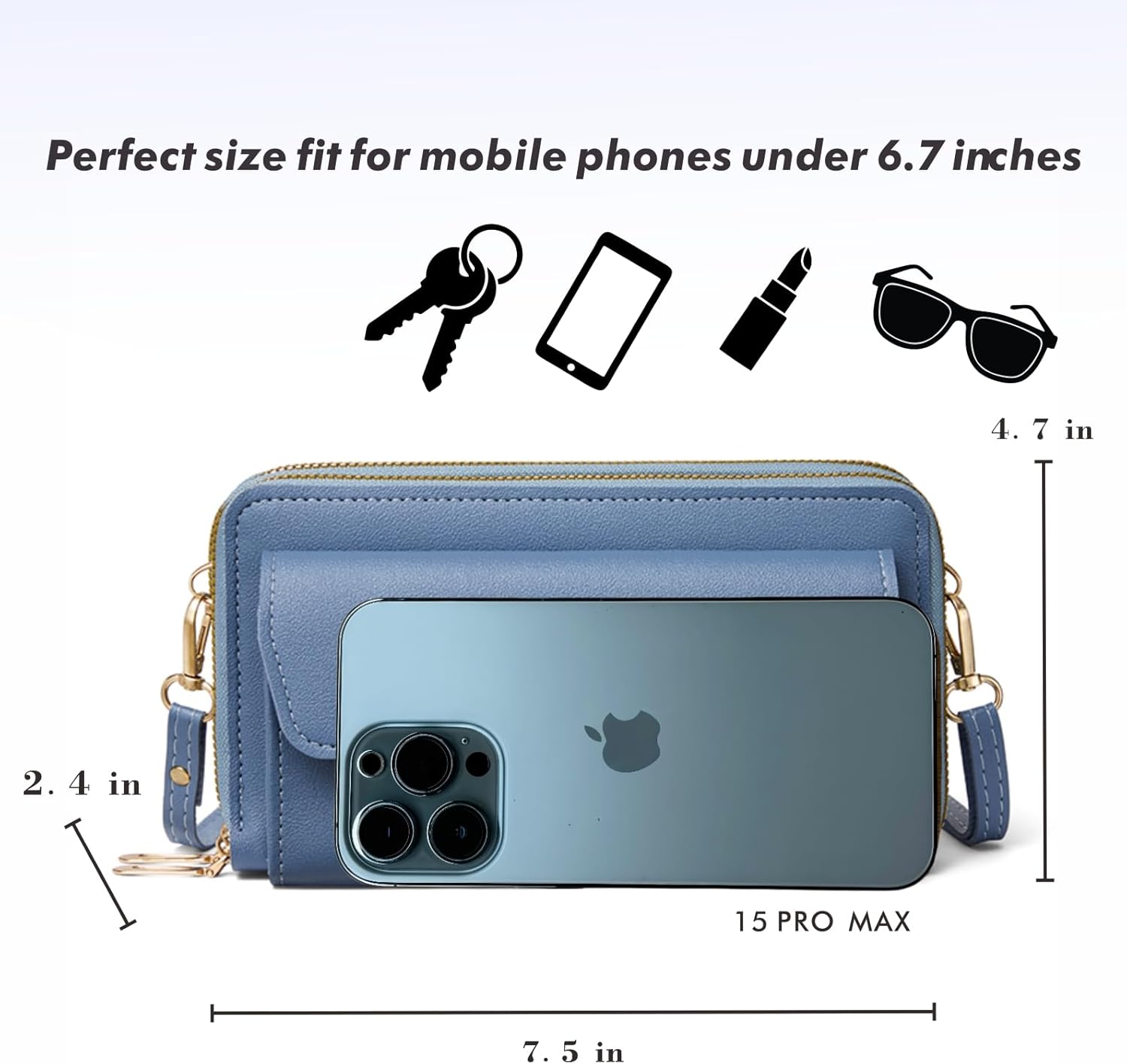 HillDog RFID Wallet Purse Clutch Small Crossbody Bags with Phone Pocket for Women Leather - Image 5