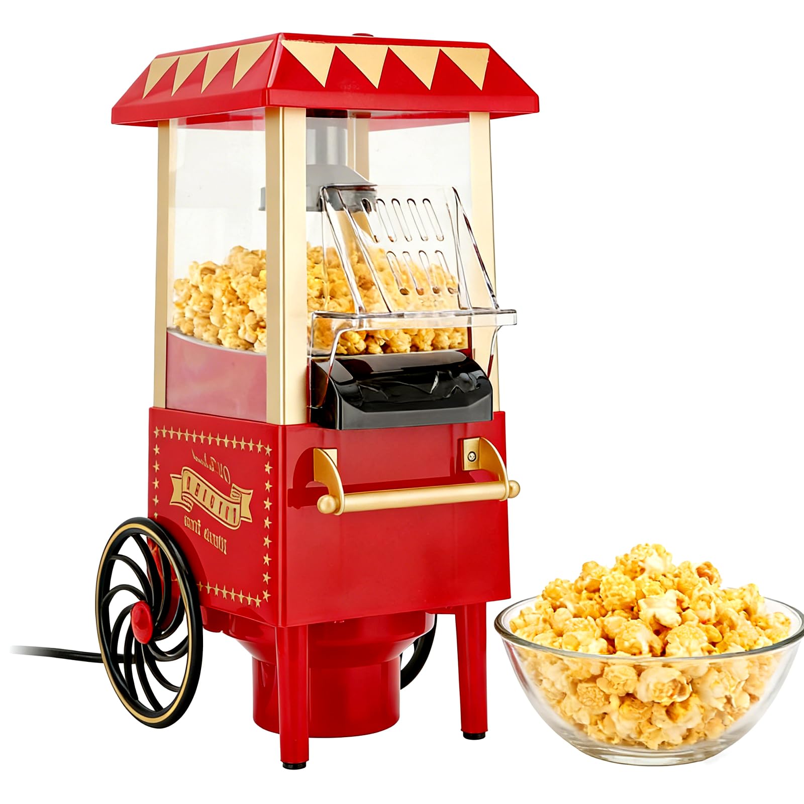 HEITIGN 1200W Red Retro Automatic Popcorn Machine, Home Popcorn Maker (US Plug 110V 10A), 8p4kbwvc0z-12-image-25