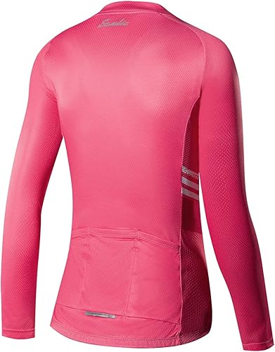Miniatura 2 de Santic Maillot de ciclismo para mujer, manga larga, camisas de bicicleta, chaqueta de bicicleta con bolsillos