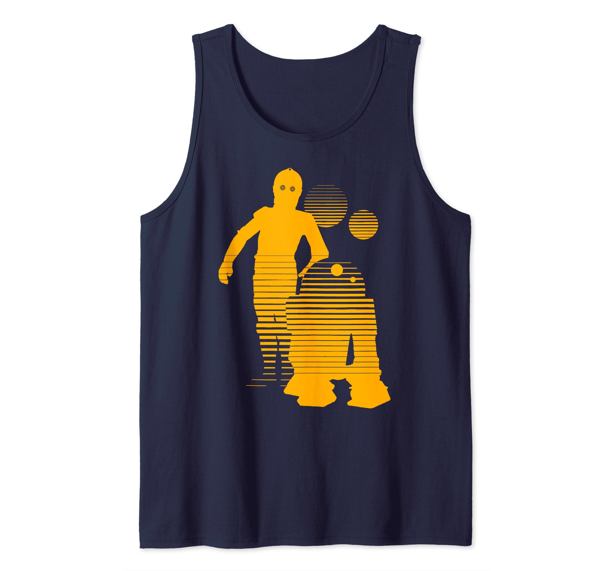 Star Wars R2-D2 & C-3PO Droid Sunset Retro Tank Top, Blue