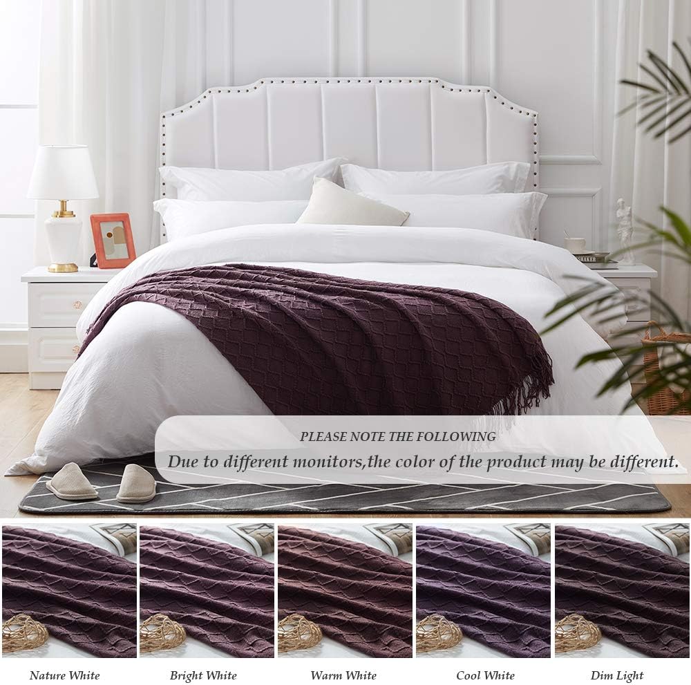 SunStyle Home Purple Throw Blanket for Couch 50 x 60 inches - Decorative Knitted Summer Blankets with Tassels - Soft Lightweight Woven Textured Solid Farmhouse Throw for All Seasons