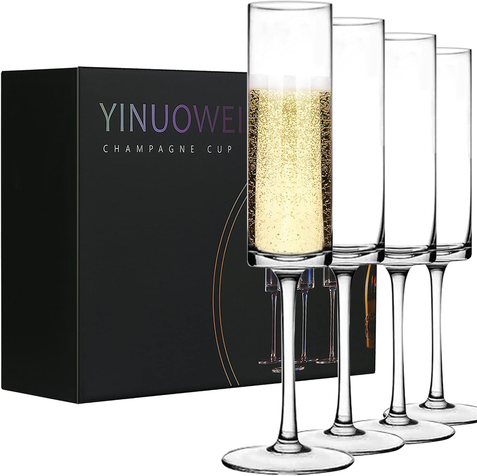 Champagne Flute Elegant Hand Blown Wedding Champagne Flutes Glasses Lead-free 4/pack