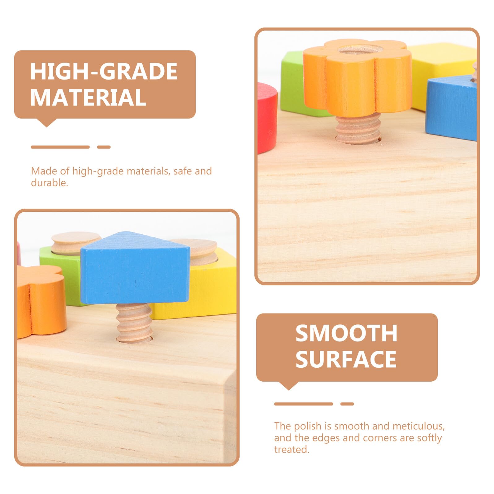 Gioco Educativo in Legno per Bambini Viti da Avvitare Set Design Creativo Bordi Morbidi e Levigati per Sviluppo Precoce