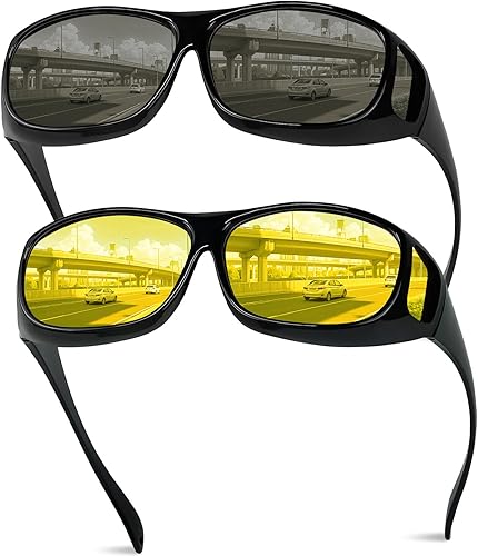 Lentes de conducción nocturna para hombres y mujeres, lentes polarizados antirreflejos, lentes de visión nocturna polarizados envolventes, lentes