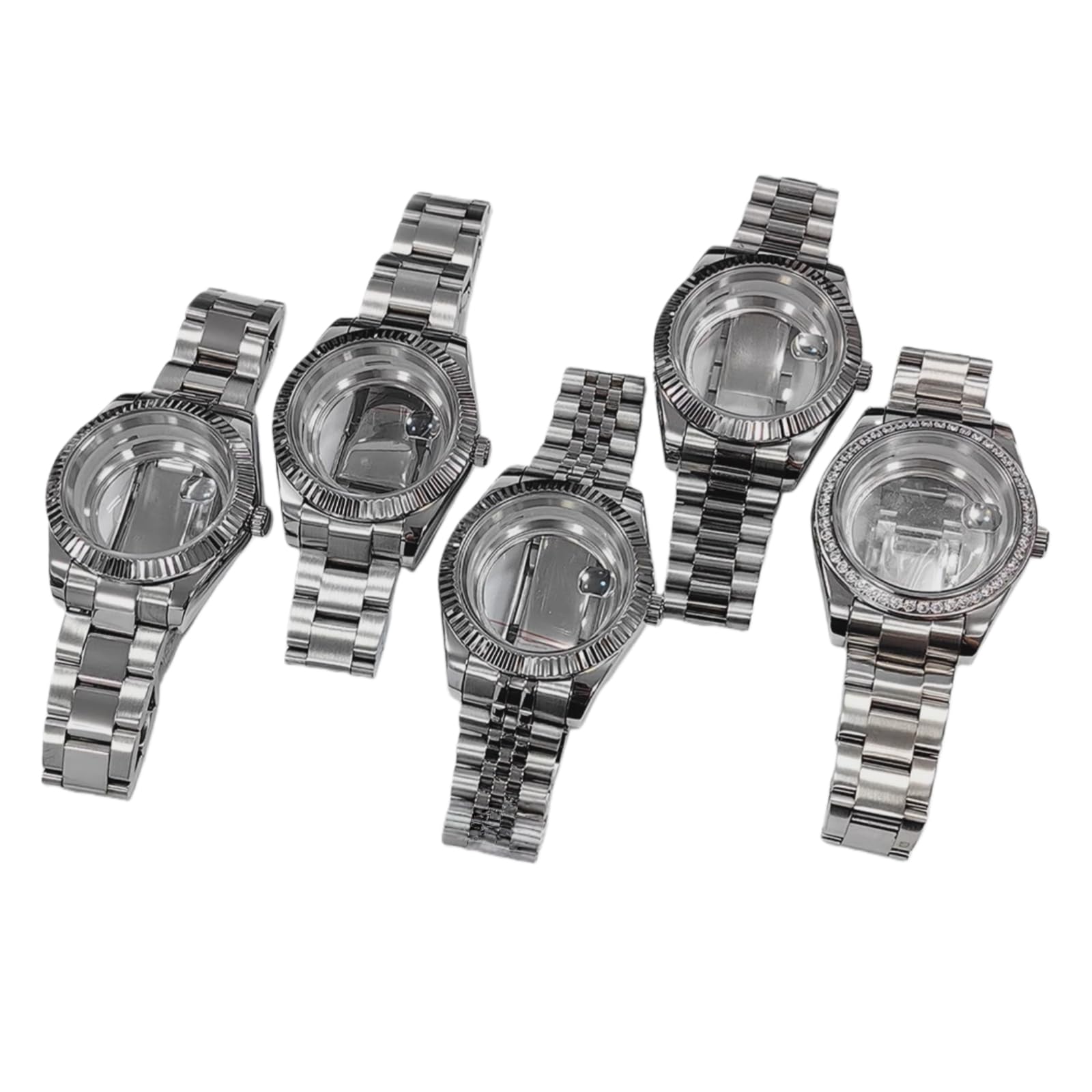 41mm Ersatz-Uhrengehäuse Kit mit Geriffelter Lünette und Armband, passend für 8285 Uhrwerk, Saphirglas Datumslupe für Rolex Datejust - 1