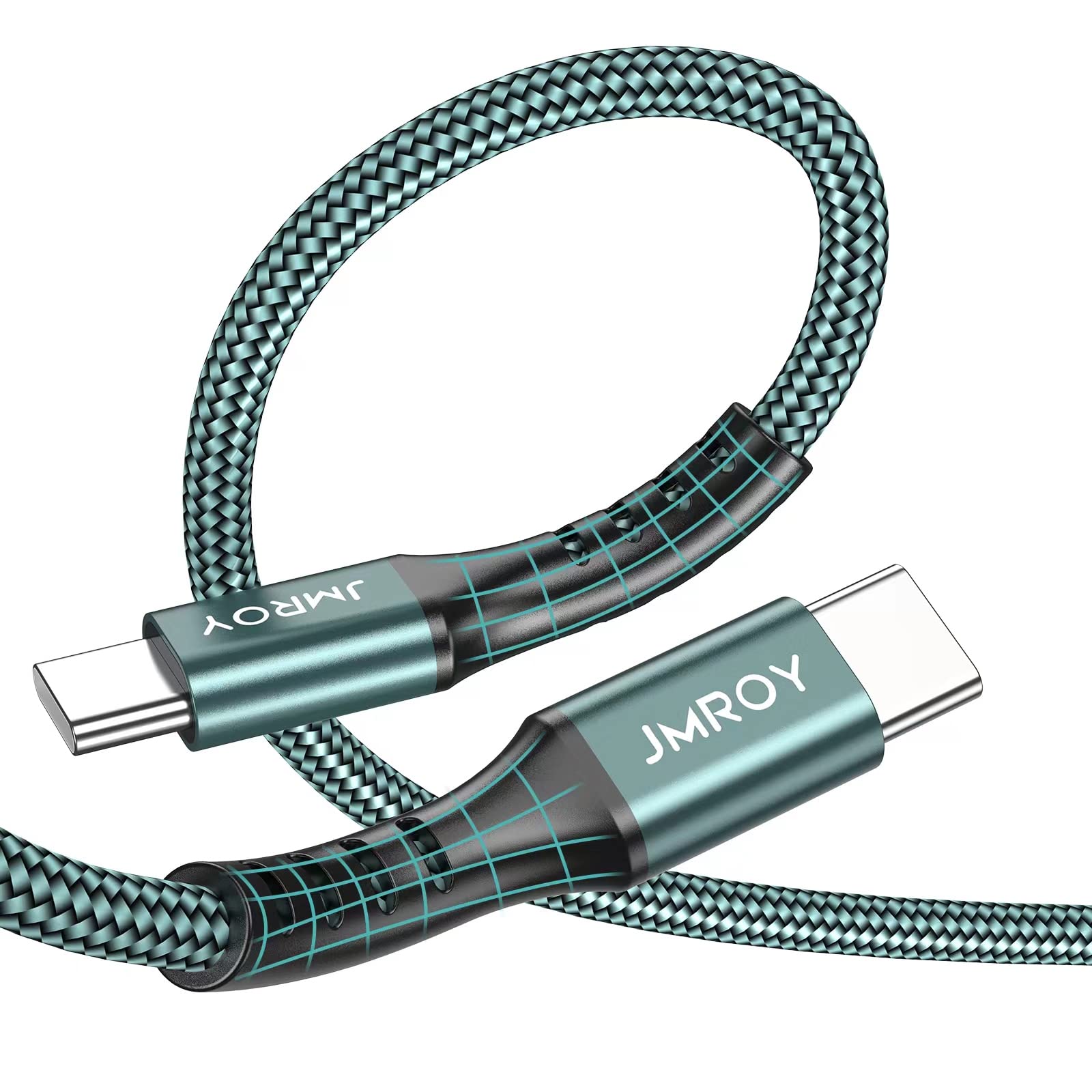 Wcakby 2x Cavo USB C A USB C 1m - Ricarica Veloce PD 60W In Nylon Intrecciato Per IPhone 15, Samsung S23, IPad Pro E Laptop