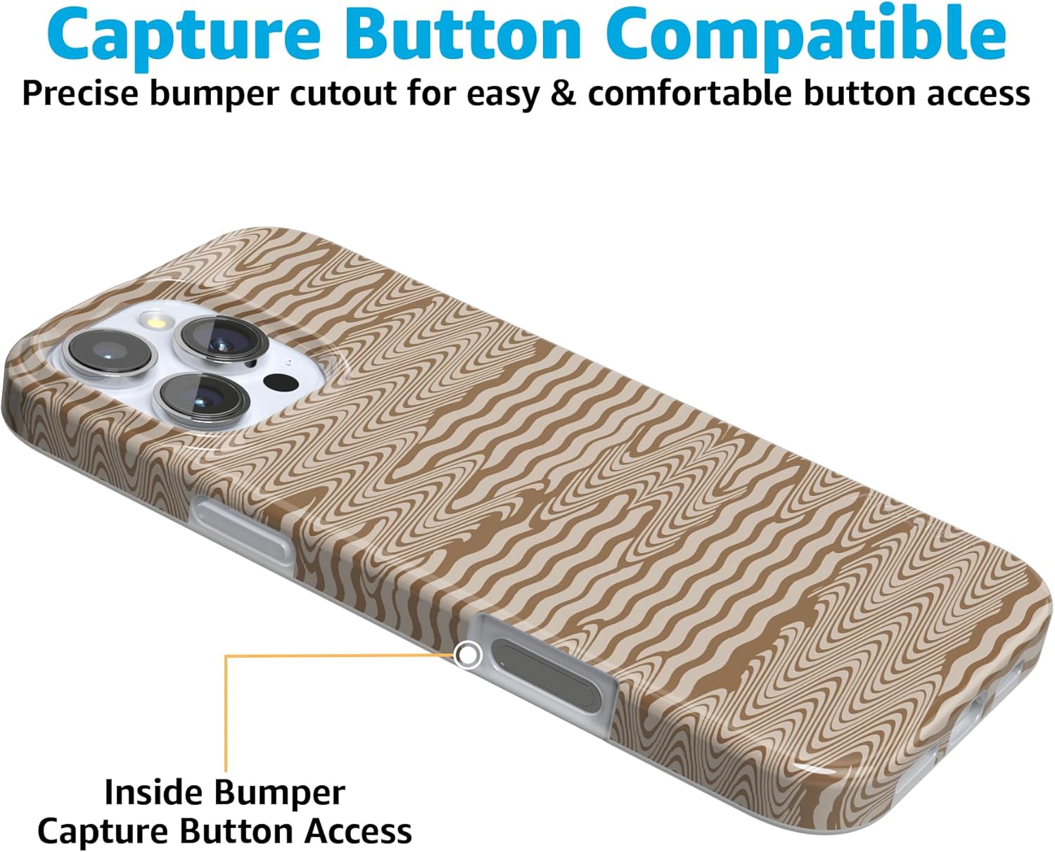Casely iPhone 16 Pro Case | Mocha Ripple | Brown Waves | Compatible with MagSafe | Classic Ultra Slim Design