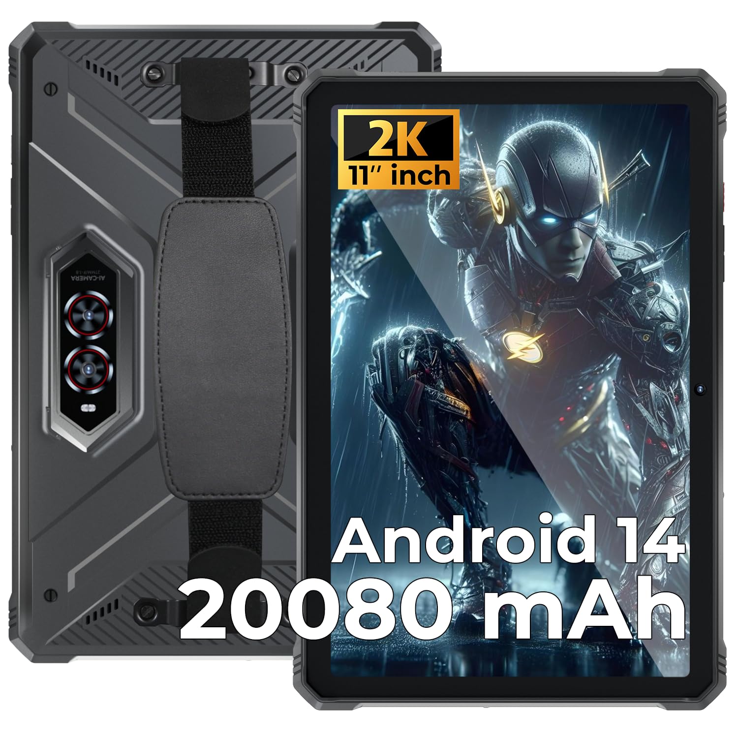 HOTWAV R9 Pro Tablet Outdoor Android 14, 4G LTE/5G WiFi Baustellen Tablet | 20GB+256GB+2TB TF, Octa-Core, 11" 2K FHD+, 20080mAh 20W Schnellladung, 64MP+16MP, IP68/IP69K Wasserdicht, DualSIM/Face ID/OTG