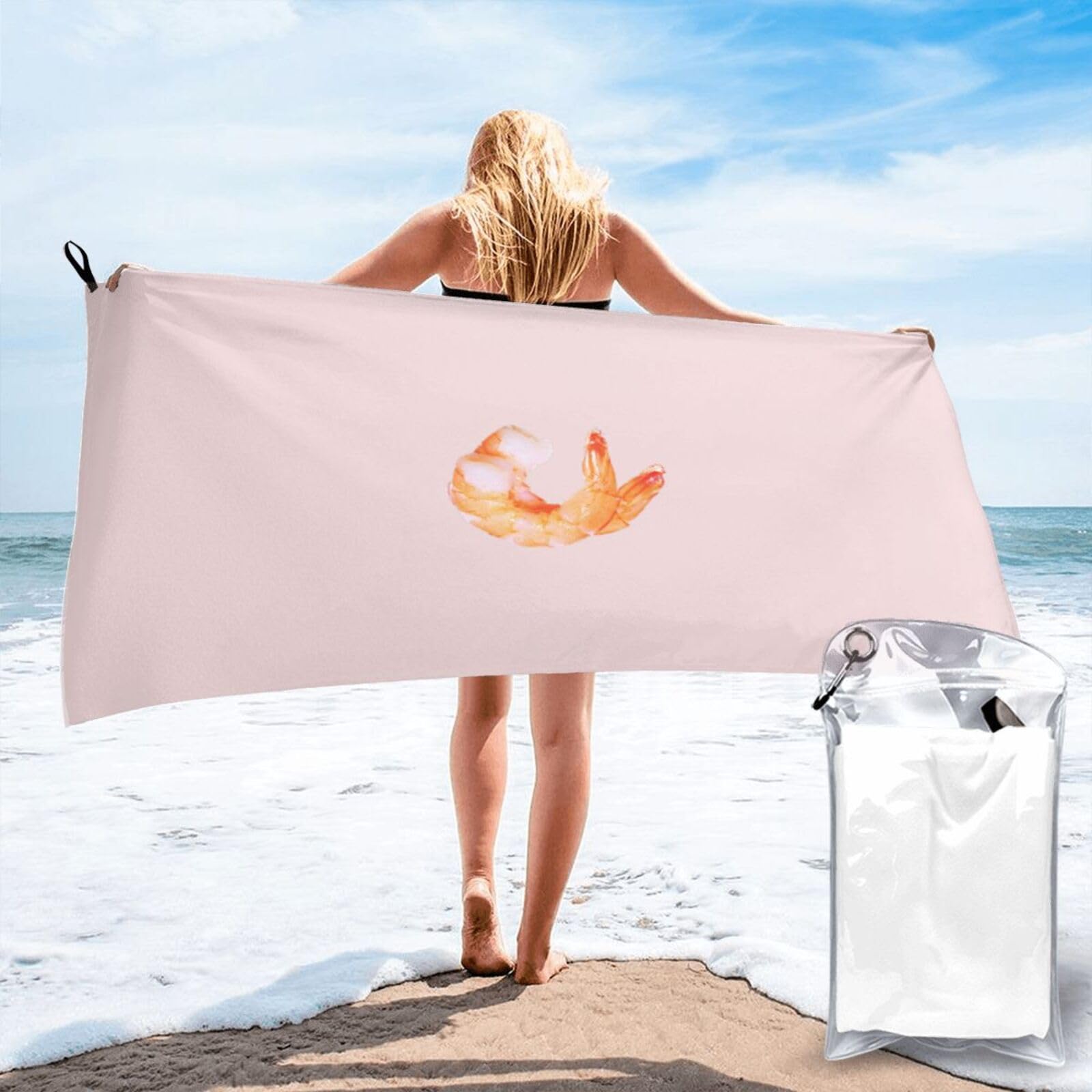 NImongt Glutton Shrimps Print Adult Towel Travel Gym Beach Hiking Yoga Camping Lightweight Quick Dry Versatile