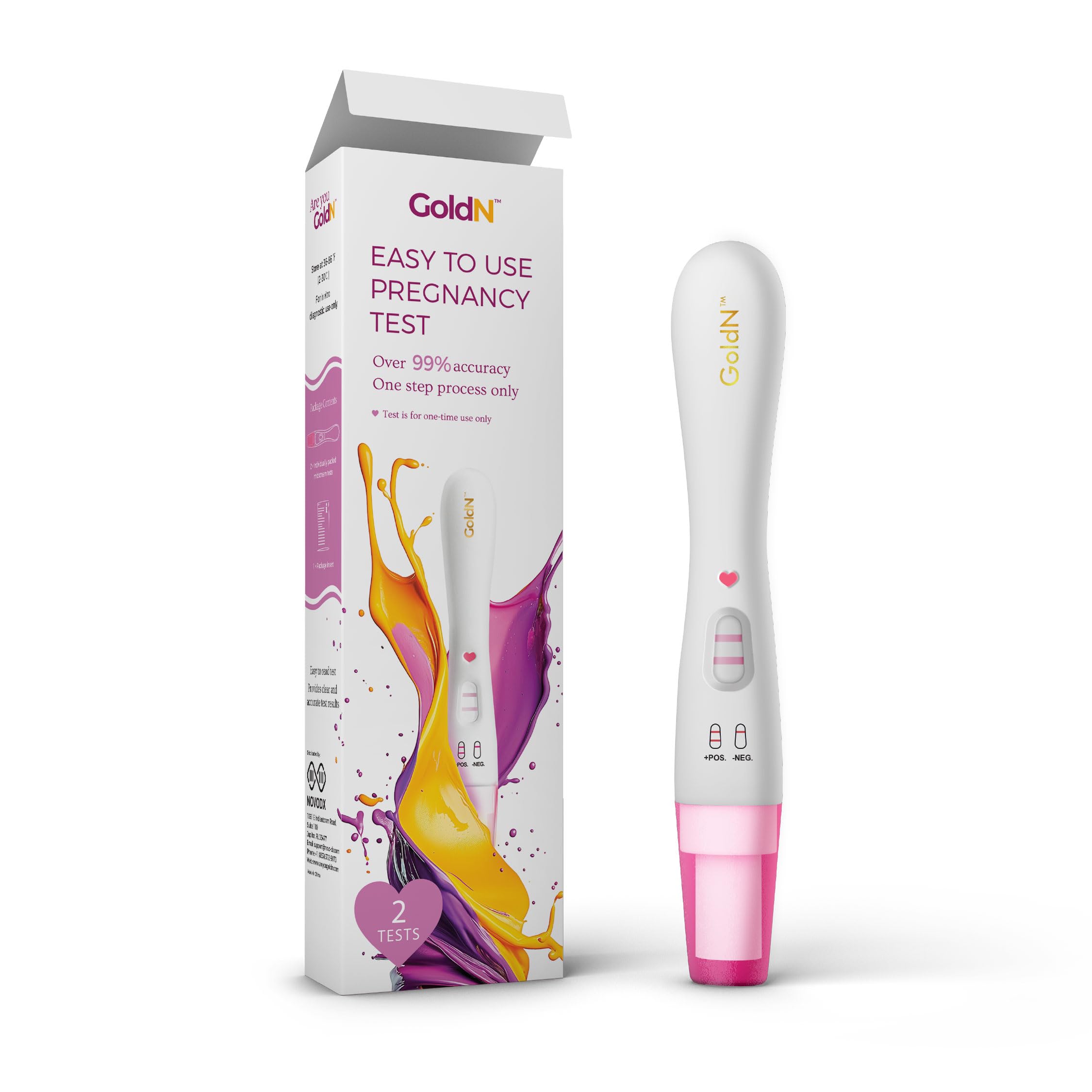 GoldN™ Easy to Use Pregnancy Test | Early Detection HCG Test for Women | Fast & Clear Results in Minutes | Midstream, Mess-Free Design | 2 Tests for Reliable Pregnancy Confirmation