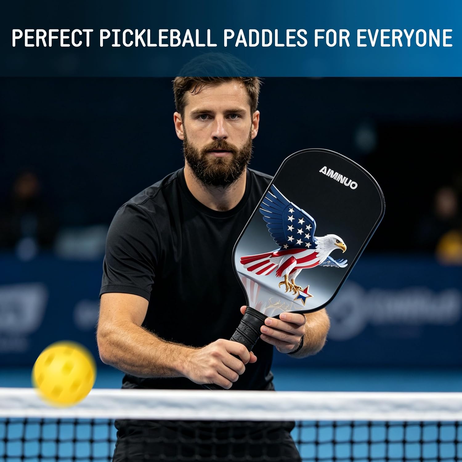 Pickleball Paddles, Fiberglass Pickle Ball Paddle Set, 16mm Lightweight Pickleball Paddles for Men Women Kids Indoor & Outdoor