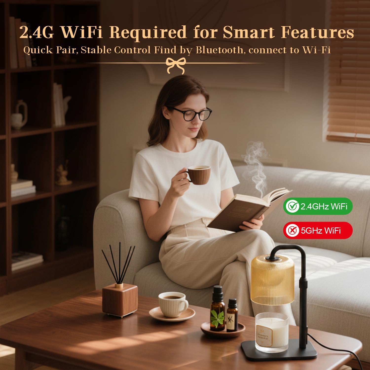 Smart WiFi Candle Warmer Lamp，App & Voice Control. | Compatible with Alexa & Google Home，Flameless Wax Melter with Timer, Bulb x2, for Jar Candles, 1%-100% Dimmable