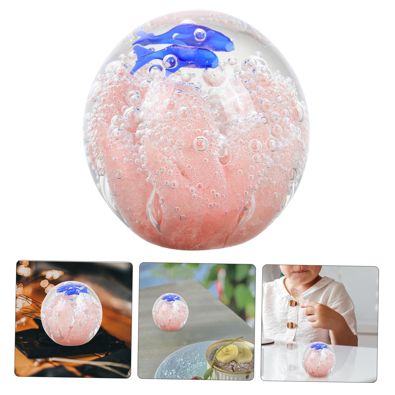 Sfera in Vetro Forma di Barriera Corallina Decorazione per Acquario Animali Marini Scultura di Pesci e Coralli Sfera in Vetro Corallo Ornamento per Acquario Soffiato Mano