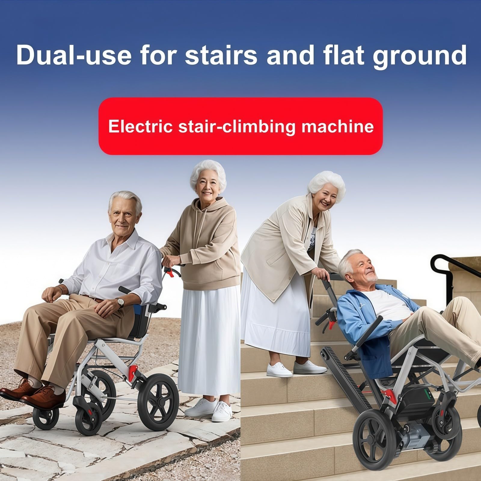 Carrello Elettrico Per Salire Le Scale,Carrello Elettrico Per Scale,Design A Due Sezioni,Ruota Posteriore Fuoristrada,Telaio In Lega Di Alluminio,Adatto A Persone Con Disabilità E Anziani
