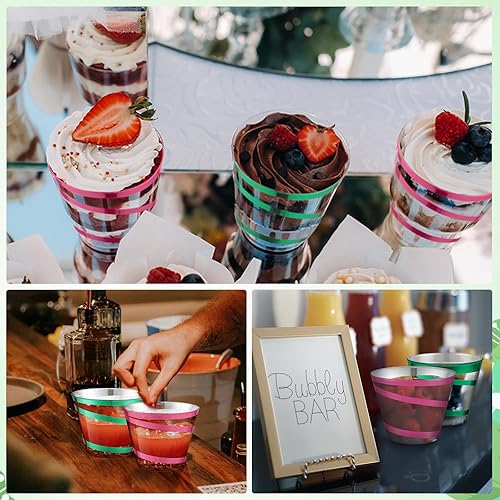 Vista 174 de Gejoy Vasos de plástico con borde de 9 onzas, vasos desechables para beber vino, vasos transparentes y elegantes de Halloween para suministros