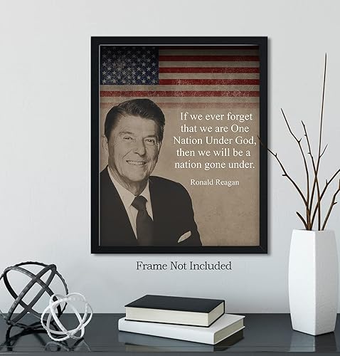 Miniatura 6 de Govivo Ronald Reagan Historic Quote - Impresión artística de decoración de pared del presidente patriótico estadounidense, obra de arte sin marco